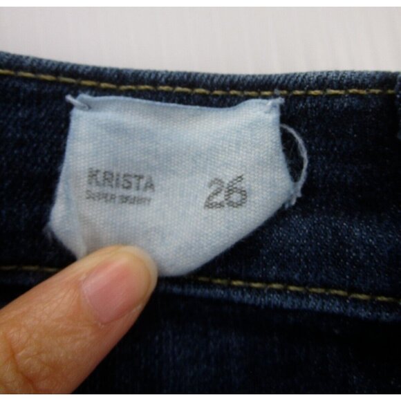 Hudson Jeans 26 Krista Super Skinny Grunge Denim Ripped Logo Stretch - Picture 10 of 14